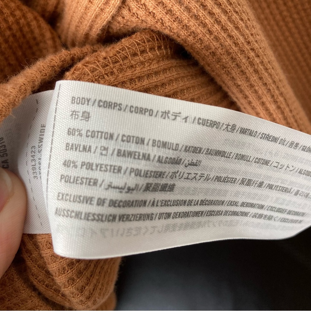 Hollister Women's Boxy Snap-Up Thermal Henley Orange Long Sleeve Top‎ Small - Picture 5 of 6